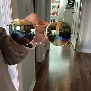 Ray-ban Gold Round Frame Sunglasses